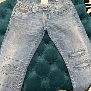 Taverniti Light Blue Boyfriend Jeans with Distressed Accents